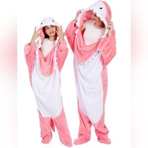 Pink Shark Blanket Hoodie Kids shark Wearable Blanket Pajamas Gift 6-12